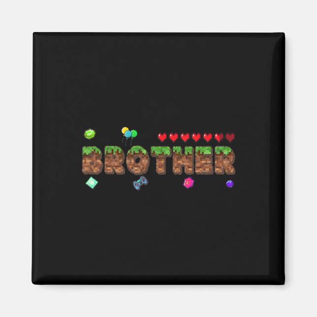 Födelsedags Pojkens Bror Pixelspel Matchande Fa Magnet (Framsidan)