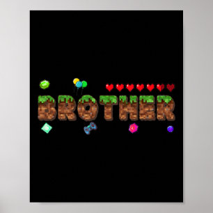 Födelsedags Pojkens Bror Pixelspel Matchande Fa Poster