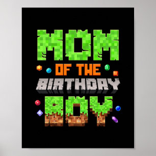 Födelsedags Pojkens Mamma Pixel Spel Video Game Mo Poster