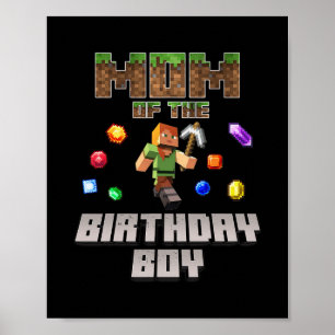 Födelsedags Pojkens Mamma Video Spelare Pixel Numm Poster