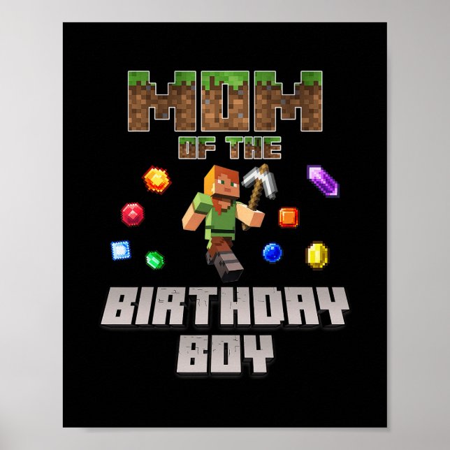 Födelsedags Pojkens Mamma Video Spelare Pixel Numm Poster (Framsidan)