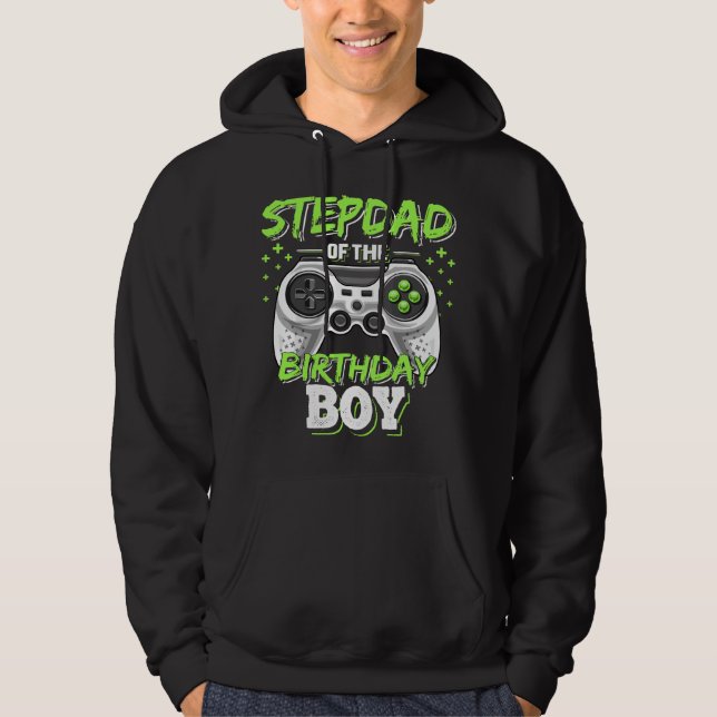 Födelsedags Pojkens Styvpappas Matchande TV-spels  Hoodie (Framsida)