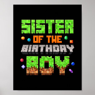 Födelsedags Pojkens Syster Pixel Spel Video Game Poster