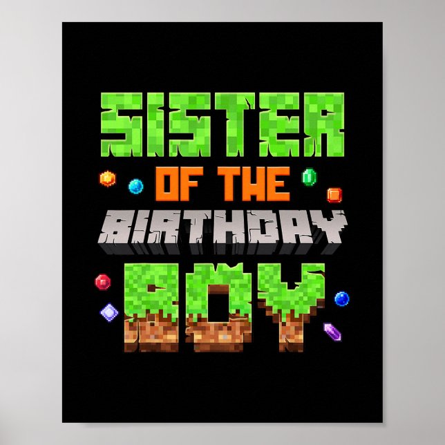 Födelsedags Pojkens Syster Pixel Spel Video Game Poster (Framsidan)