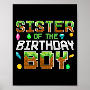 Födelsedags Pojkens Syster Spel Pixel Nummer Födel Poster