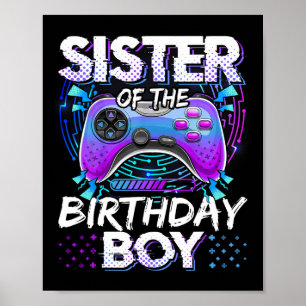 Födelsedags Pojkens Syster Video Game Rolig Födels Poster