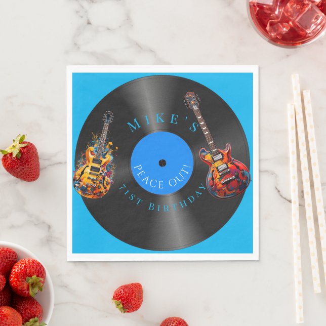 Födelsedags Psykedeliska Elektriska Gitarrer Skiva Pappersservett (Insitu)
