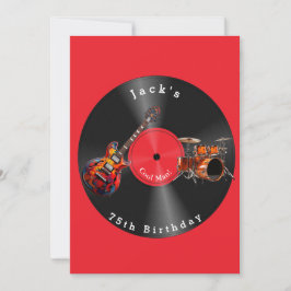 Födelsedags Retro Vinylskiva Rockmusik Gitarr Inbjudningar
