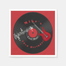 Födelsedags Retro Vinylskiva Rockmusik Röd Gitarr