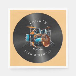 Födelsedags Retro Vinylskiva Trumset Rockmusik   Pappersservett