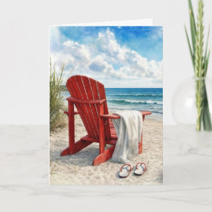 Födelsedags Röd Adirondack Strandstol Kort