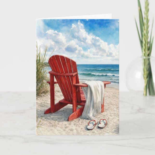Födelsedags Röd Adirondack Strandstol Kort (Framsida)
