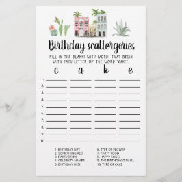 Födelsedags Scattergories redigerbart spel