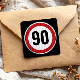 Födelsedags Skylt för 90-årsdagen - ALDER OKÄND Fyrkantigt Klistermärke