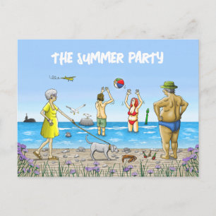 Födelsedags sommarfest på stranden helg vykort