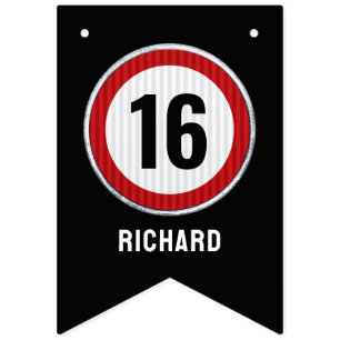 Födelsedags Speed Limit 16 år Vimplar