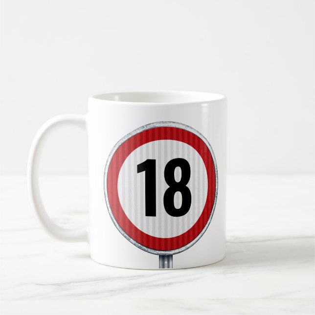 Födelsedags Speed Limit Skylt - ALDER OKÄND Kaffemugg (Vänster)