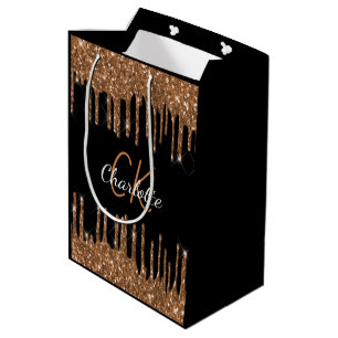 Födelsedags svart guld glitter droppar monogram ly