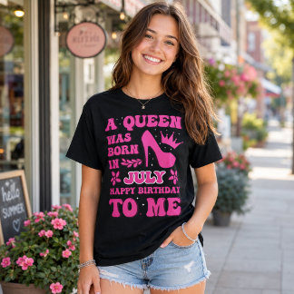 Födelsedags T-Shirt för Flickor i Juli Rosa Prinse