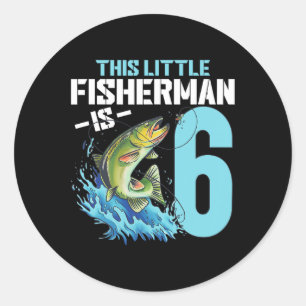 Födelsedags T-Shirt för Pojkar som Fisher 6 År Gam Runt Klistermärke