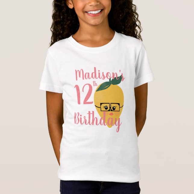 Födelsedags T-shirts med Citronmotiv för Flickor (Framsida)