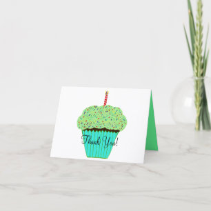 Födelsedags Tacksam Grön Cupcake Kort