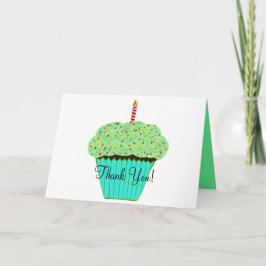 Födelsedags Tacksam Grön Cupcake Kort