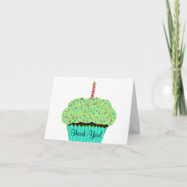 Födelsedags Tacksam Grön Frosting Cupcake Tack Kort