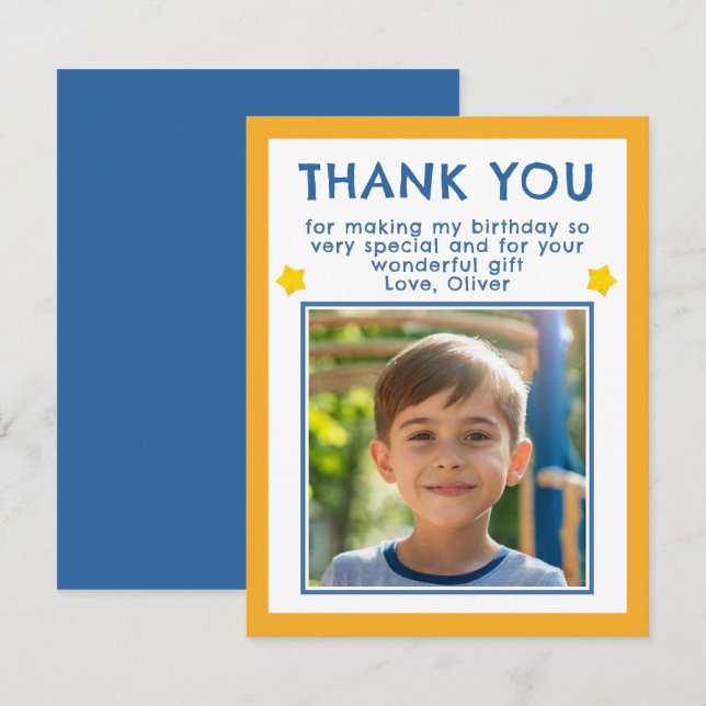 Födelsedags Tacksamt Barn Fotokort Tack Kort (Fram/baksida)