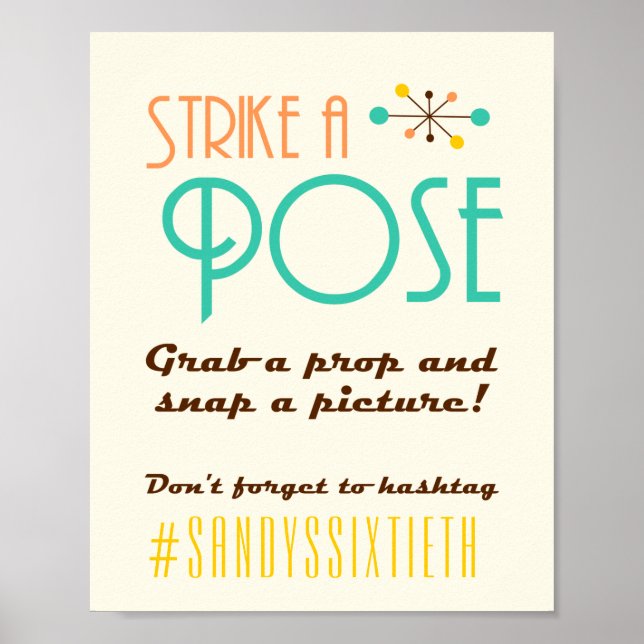 Födelsedags tema-tecken för fotobås i modern mid-c poster (Framsidan)