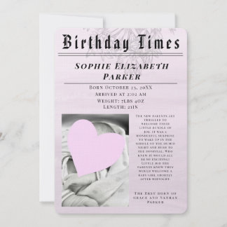 Födelsedags Tidningar Nyfödd Födelse Meddelande