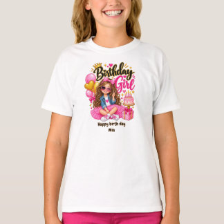 Födelsedags Tjej T-Shirt Rosa & Guld Födelsedag