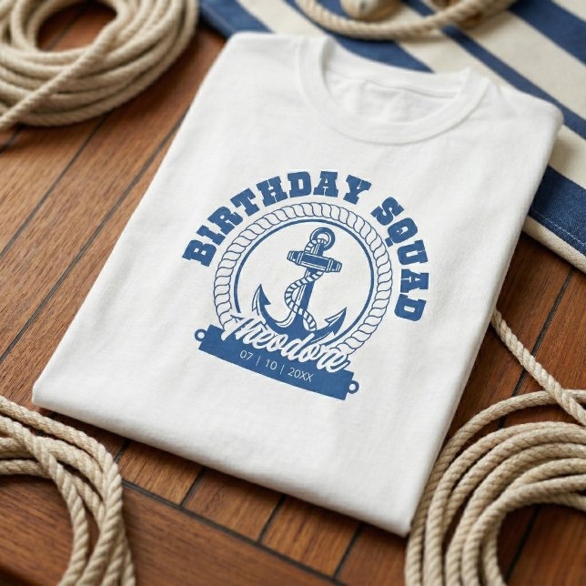Födelsedags-tröja för Anchors Aweigh Squad T Shirt (Birthday goals on the deck.)