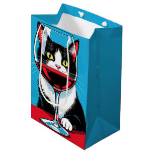 Födelsedags Tuxedo Katt Tittar Genom Ett Vinglas