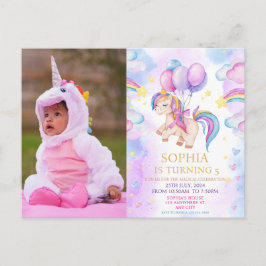 Födelsedags Unicorn Regnbåge Vykort