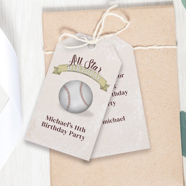 Födelsedags Vintage Baseball Retro Anpassad Presentetikett (Skapare uppladdad)