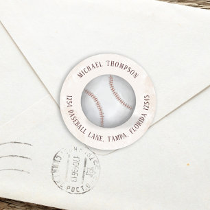 Födelsedags Vintage Baseboll All Star Returadress Runt Klistermärke