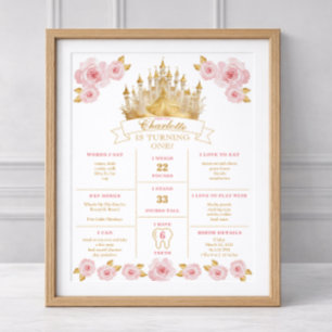 Födelsedagsaffisch för prinsessor - Rosa och Guld Poster
