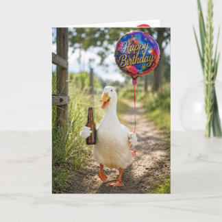 Födelsedagsand med en öl och ballong kort