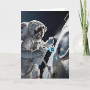 Födelsedagsastronaut Rengör Rymdfarkostfönster Kort