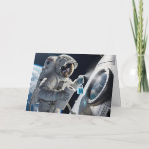 Födelsedagsastronaut Rengöring Rymdfarkostfönster Kort