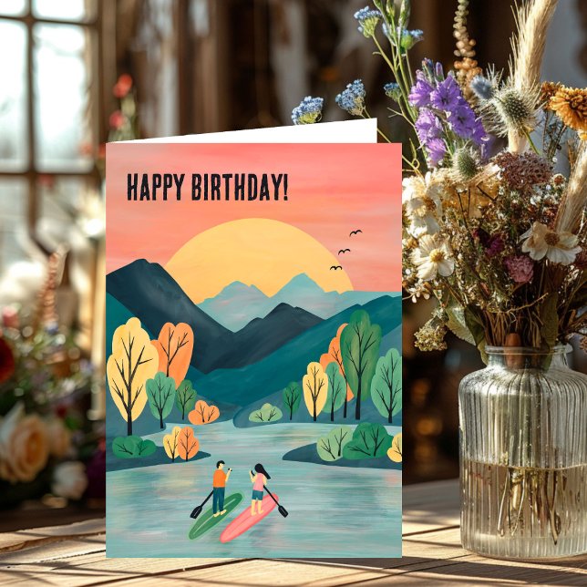 Födelsedagsäventyr Paddleboarding SUP Paddleboard Kort (Birthday Adventures Paddleboarding SUP Paddleboard Card
)