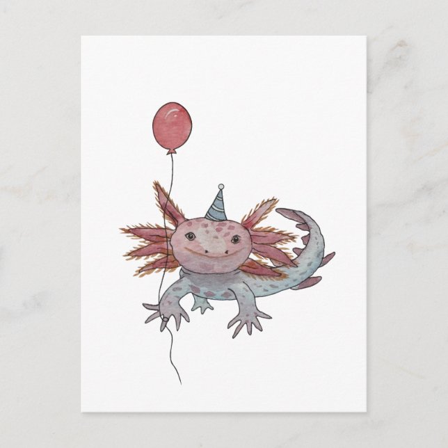 födelsedagsaxolotl vykort (Framsida)