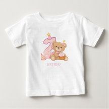 Födelsedagsbabyflicka T-shirt Teddybjörn Födelseda