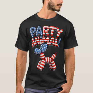 Födelsedagsballong Djur Hund USA Amerikansk Flagga T Shirt