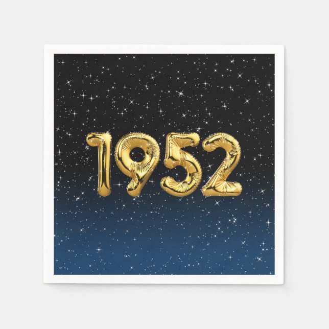 Födelsedagsballonger 1952 i stenar pappersservett (Framsidan)