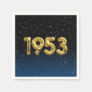 Födelsedagsballonger 1953 i stjärnor pappersservett