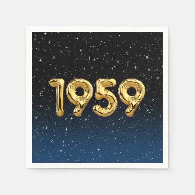 Födelsedagsballonger 1959 i stjärnor pappersservett (Framsidan)