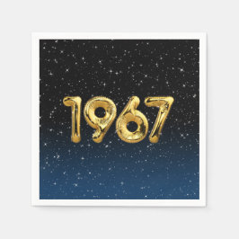 Födelsedagsballonger 1967 i stjärnor pappersservett