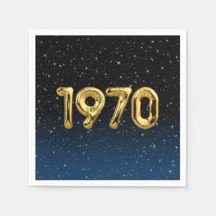 Födelsedagsballonger 1970 i stjärnor pappersservett